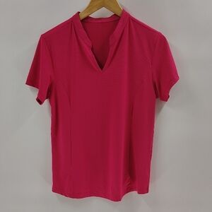 Obla Pullover Athletic Top Size Medium Pink Short Sleeve Stretch